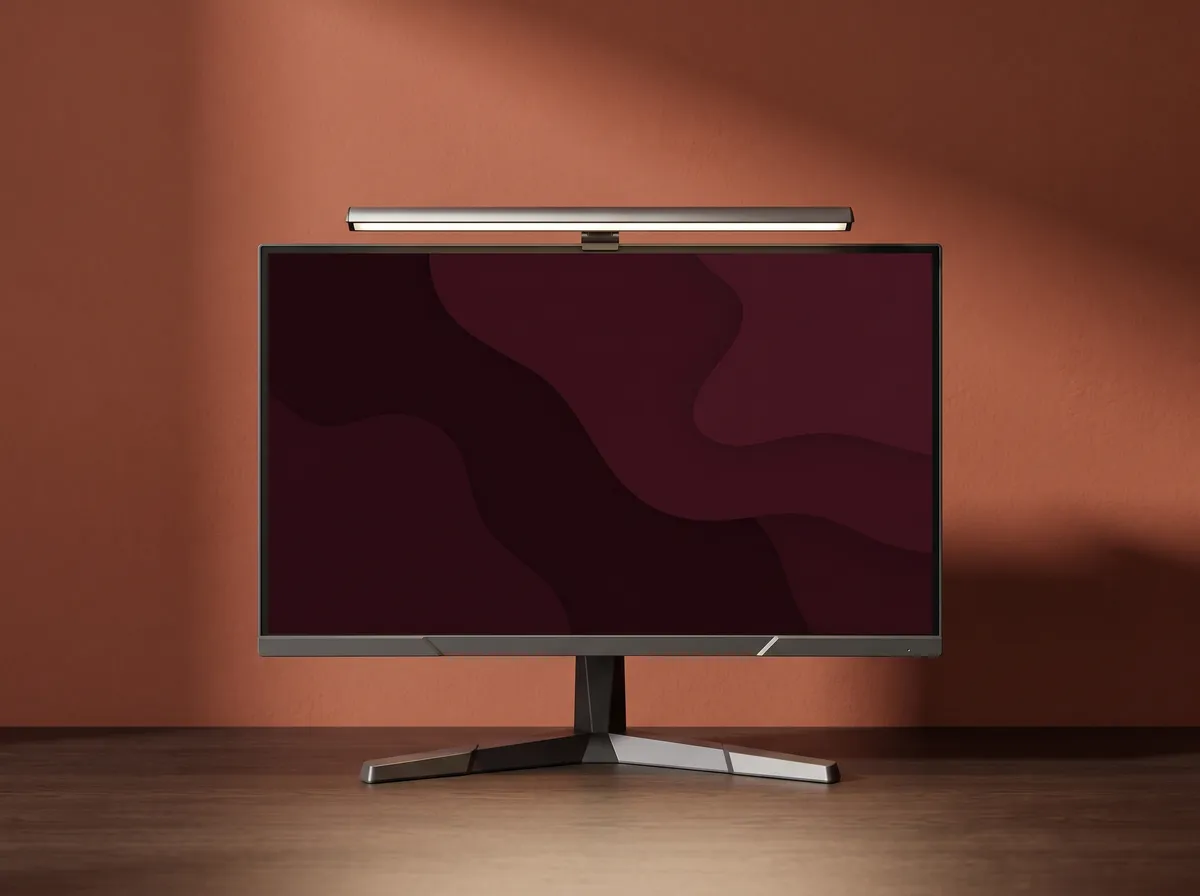Barra de luz LED presa no topo de um monitor