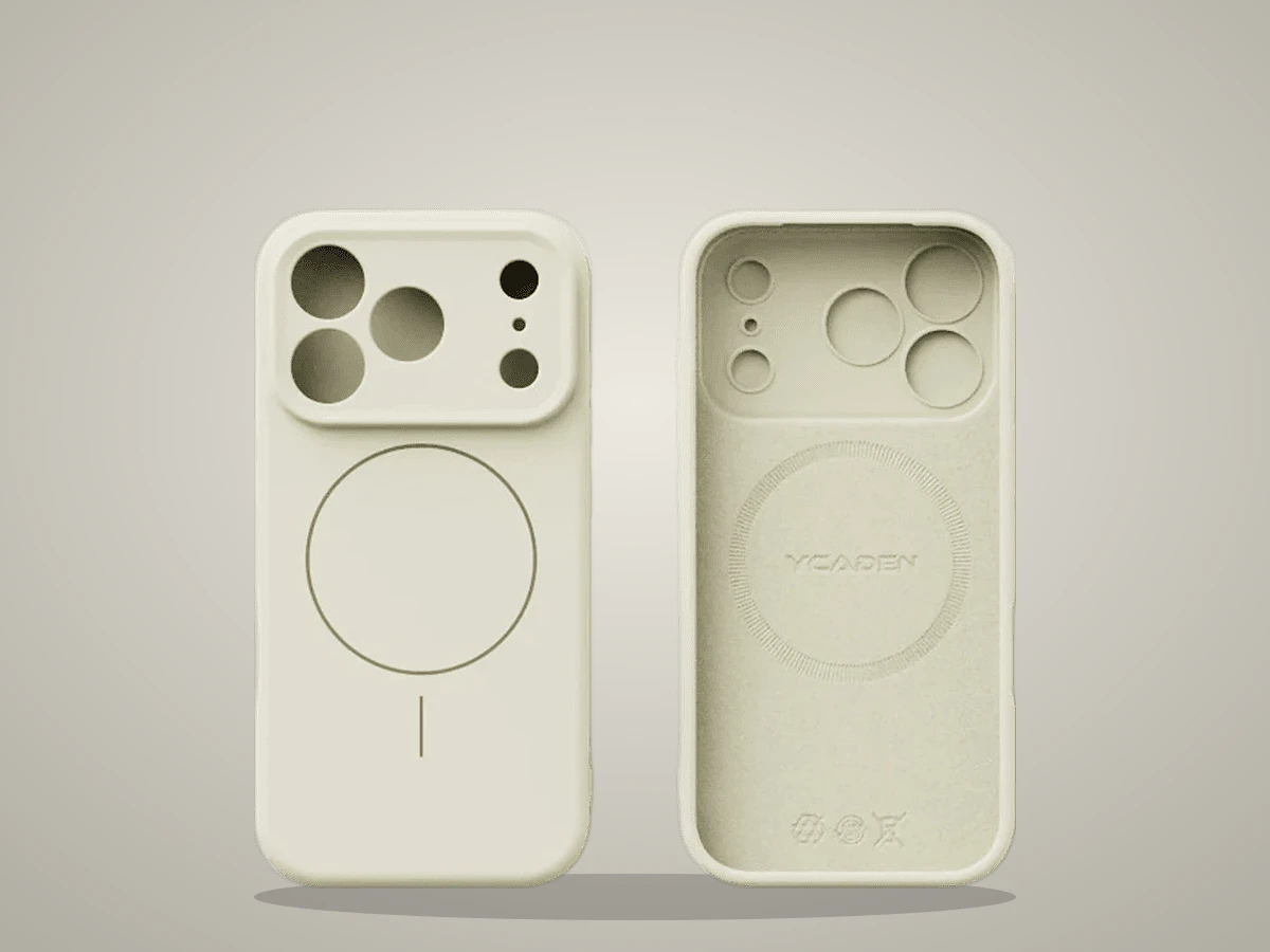 Capinha de silicone líquido branco para iPhone, vista de frente e de trás